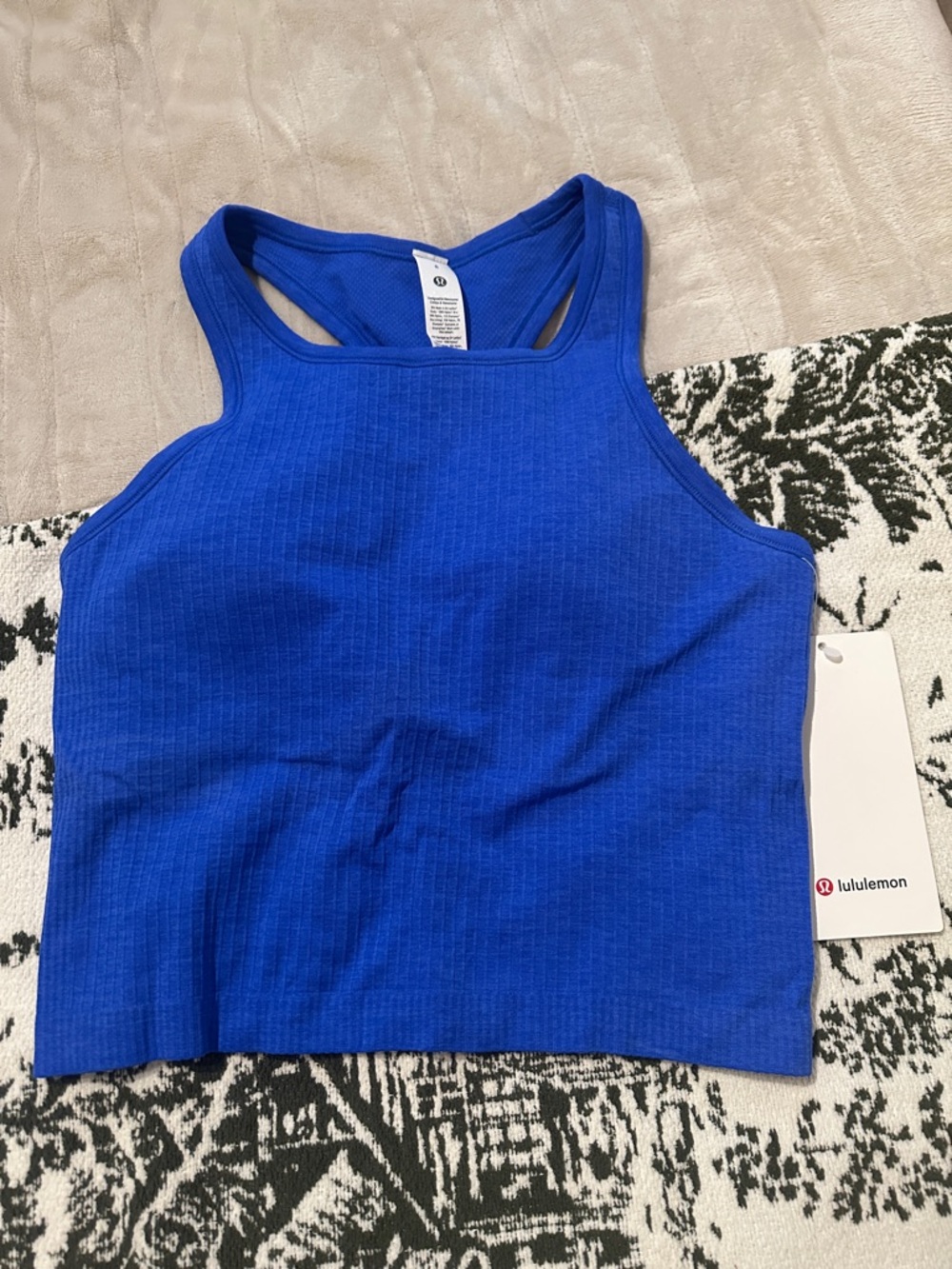 lululemon athletica Electric Blue Ebb to Street Cropped Ribbed Racerback Tank